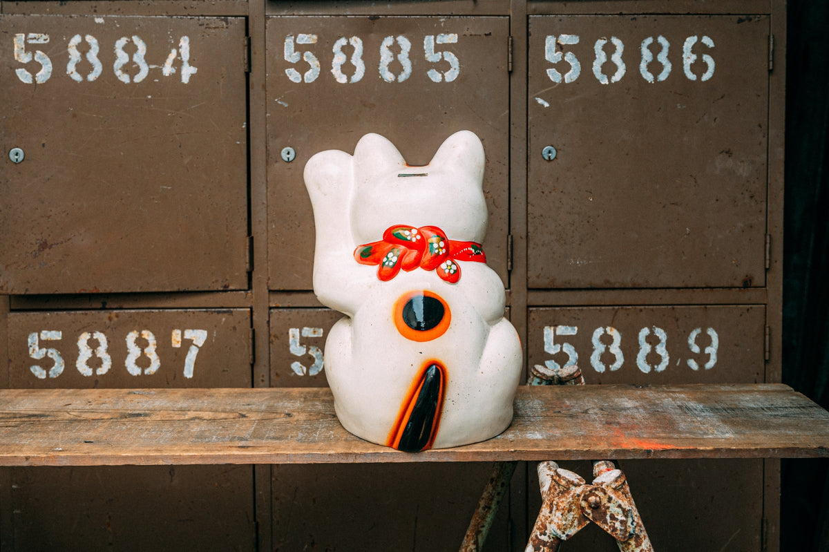 白・「福寿」小判・貯金箱